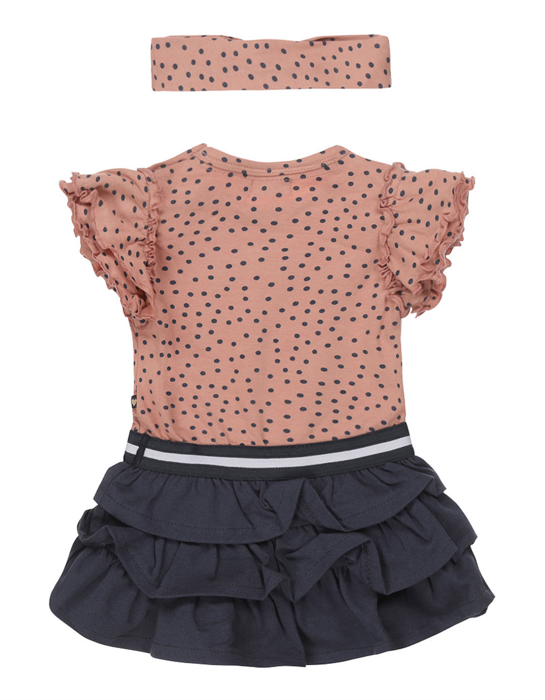 Φόρεμα με βολάν και κορδέλα για κορίτσι, Regular Fit, 96% βαμβάκι, 4% ελαστάνη. Φόρεμα με βολάν και κορδέλα για κορίτσι, Regular Fit, 96% βαμβάκι, 4% ελαστάνη.