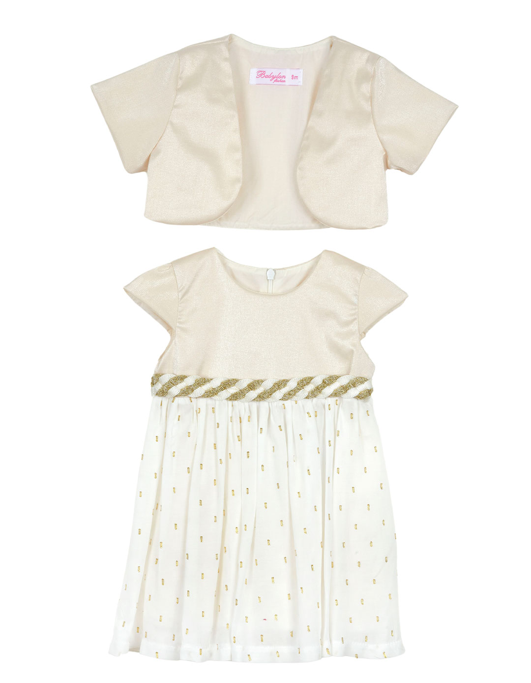 Φόρεμα και μπολερό για κορίτσι σε μπεζ απόχρωση ,Regular Fit,69%cotton9%ny1%ea20%visc1%lx.