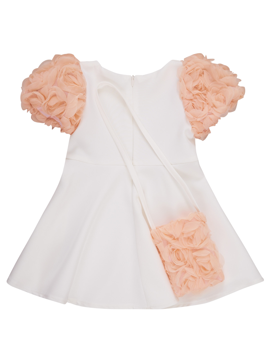 Παιδικό φόρεμα λευκό με διακοσμητικά μανίκια λουλούδια και τσαντάκι,89%Pes 11%Sp / 100%PesRegular Fit. Παιδικό φόρεμα λευκό με διακοσμητικά μανίκια λουλούδια και τσαντάκι,89%Pes 11%Sp / 100%PesRegular Fit.