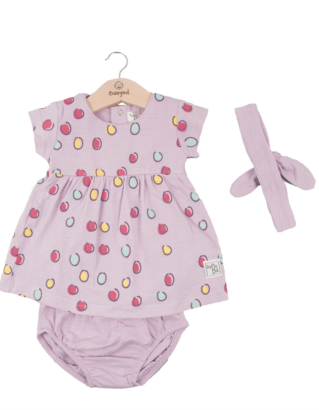 Βρεφικό φόρεμα για κορίτσι, λιλά, Regular Fit, 95% βαμβάκι, 5% ελαστάνη.