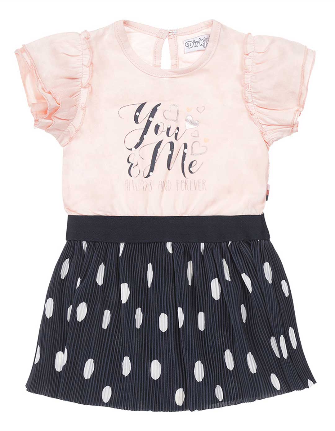 Φόρεμα βρεφικό για κορίτσι ροζ μπλε, Regular Fit, 100% βαμβάκι.