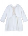 Βρεφικό φόρεμα με μπολερό, τούλι και παγιέτες για κορίτσι, λευκό, Regular Fit, 60% Pol, 40% Cott.