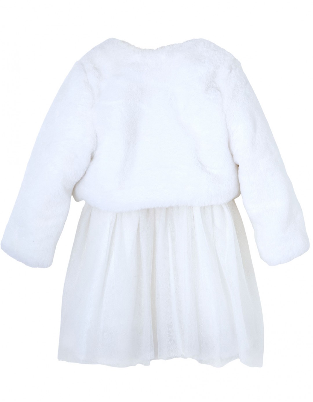 Βρεφικό φόρεμα με μπολερό, τούλι και παγιέτες για κορίτσι, λευκό, Regular Fit, 60% Pol, 40% Cott.