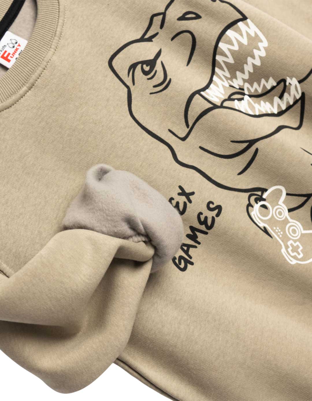 For Funky Kids Φόρμα Φούτερ T-Rex Games Ελεφαντί Μαύρο Αγόρι 6-16 Ετών.Regular Fit..Collection Winter 2026.