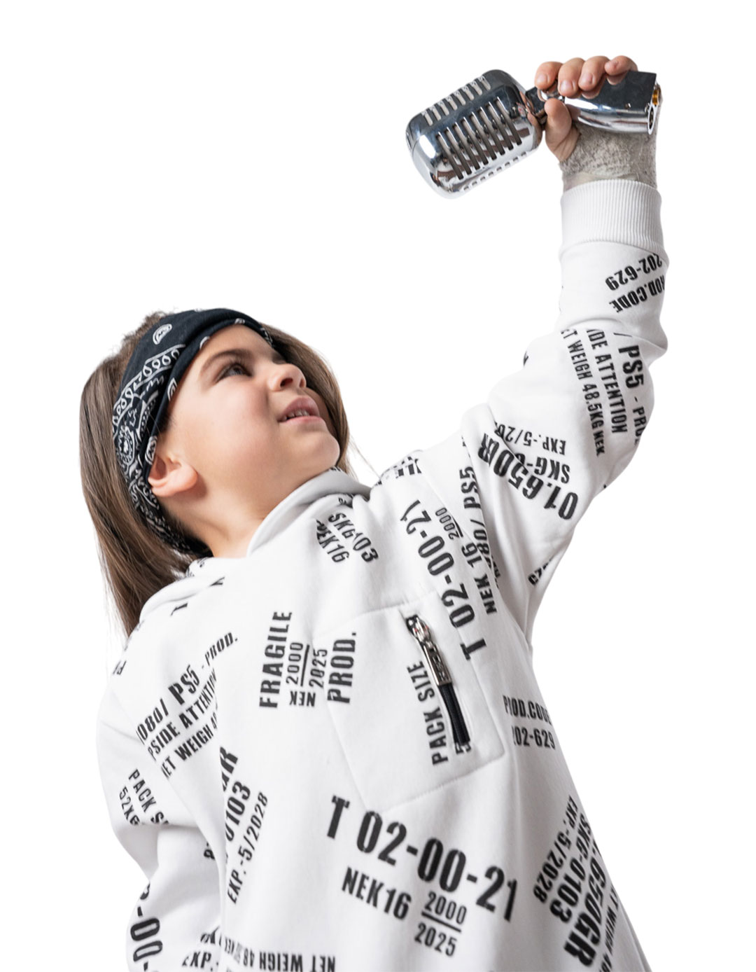 Παιδική φόρμα φούτερ NEK λευκό μαύρο για αγόρι 6-16 ετών