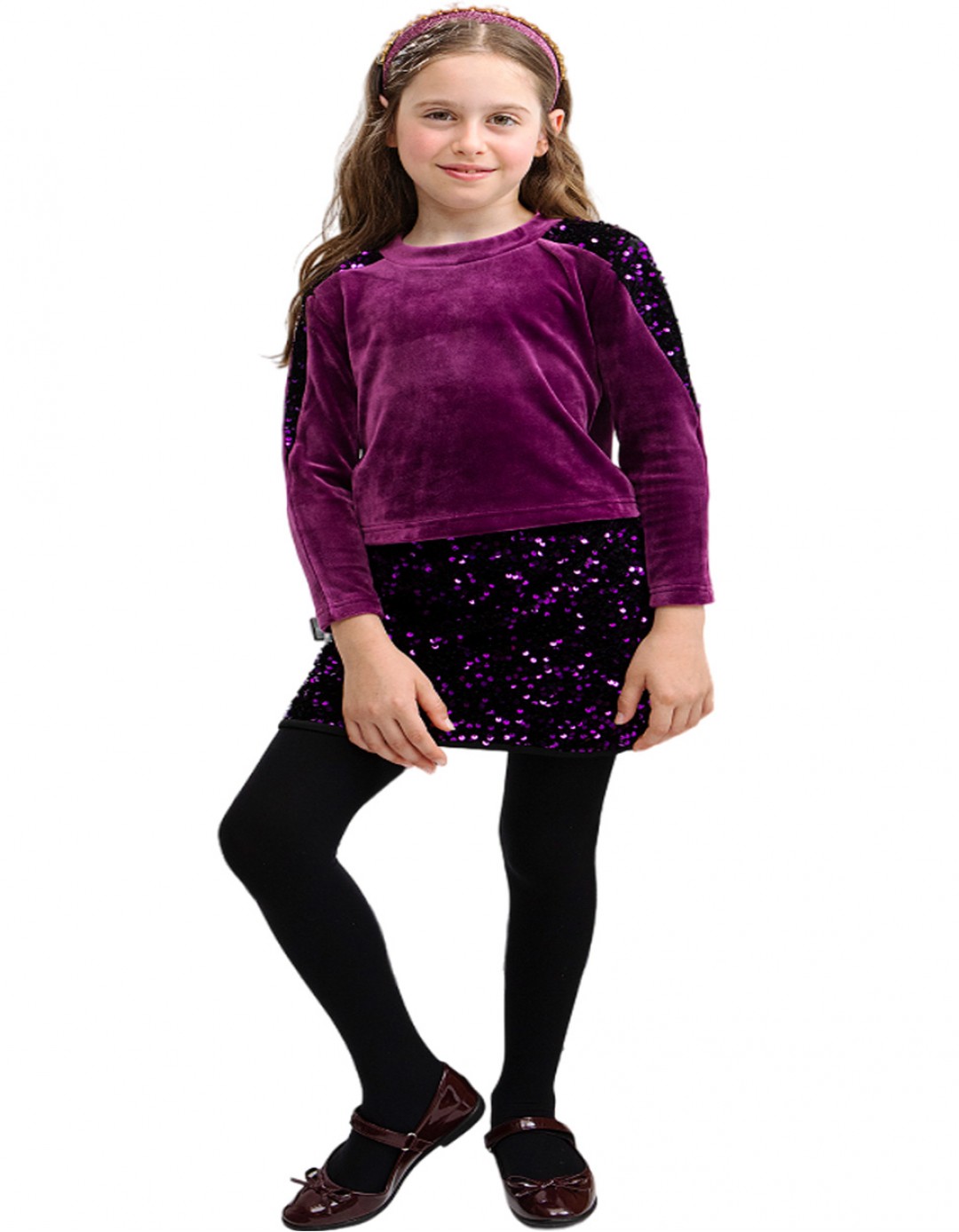 Παιδική φούστα για κορίτσι με παγιέτες, μωβ, Regular Fit, 100% Pes. Παιδική φούστα για κορίτσι με παγιέτες, μωβ, Regular Fit, 100% Pes.