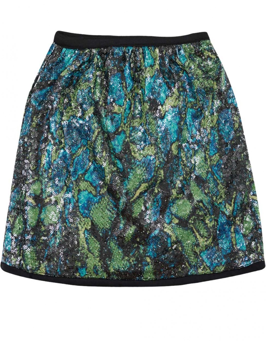 Παιδική φούστα για κορίτσι με παγιέτες, κυπαρισσί, Regular Fit, 100% Pol.