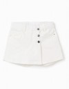 Λευκή Παιδική Φούστα-Σορτς Zippy από Βαμβακερό Twill.Slim Fit. Λευκή Παιδική Φούστα-Σορτς Zippy από Βαμβακερό Twill.Slim Fit.