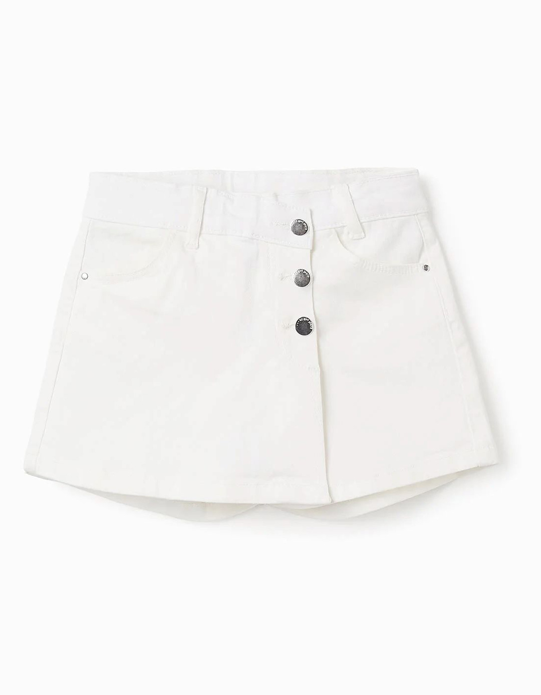 Λευκή Παιδική Φούστα-Σορτς Zippy από Βαμβακερό Twill.Slim Fit.