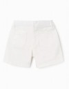 Λευκή Παιδική Φούστα-Σορτς Zippy από Βαμβακερό Twill.Slim Fit. Λευκή Παιδική Φούστα-Σορτς Zippy από Βαμβακερό Twill.Slim Fit.