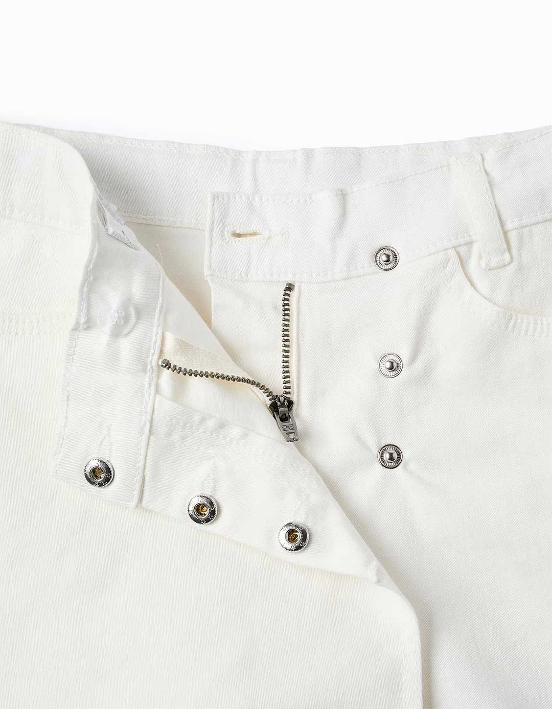 Λευκή Παιδική Φούστα-Σορτς Zippy από Βαμβακερό Twill.Slim Fit. Λευκή Παιδική Φούστα-Σορτς Zippy από Βαμβακερό Twill.Slim Fit.