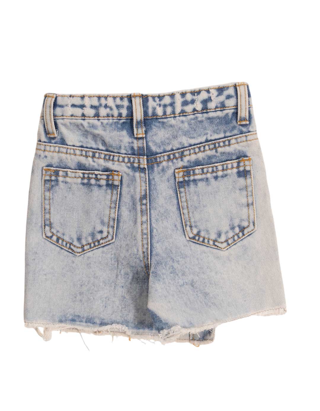 Παιδικό σορτς-φούστα για κορίτσι τζιν μπλε, Regular Fit, 97% βαμβάκι, 3 ελαστίνη.