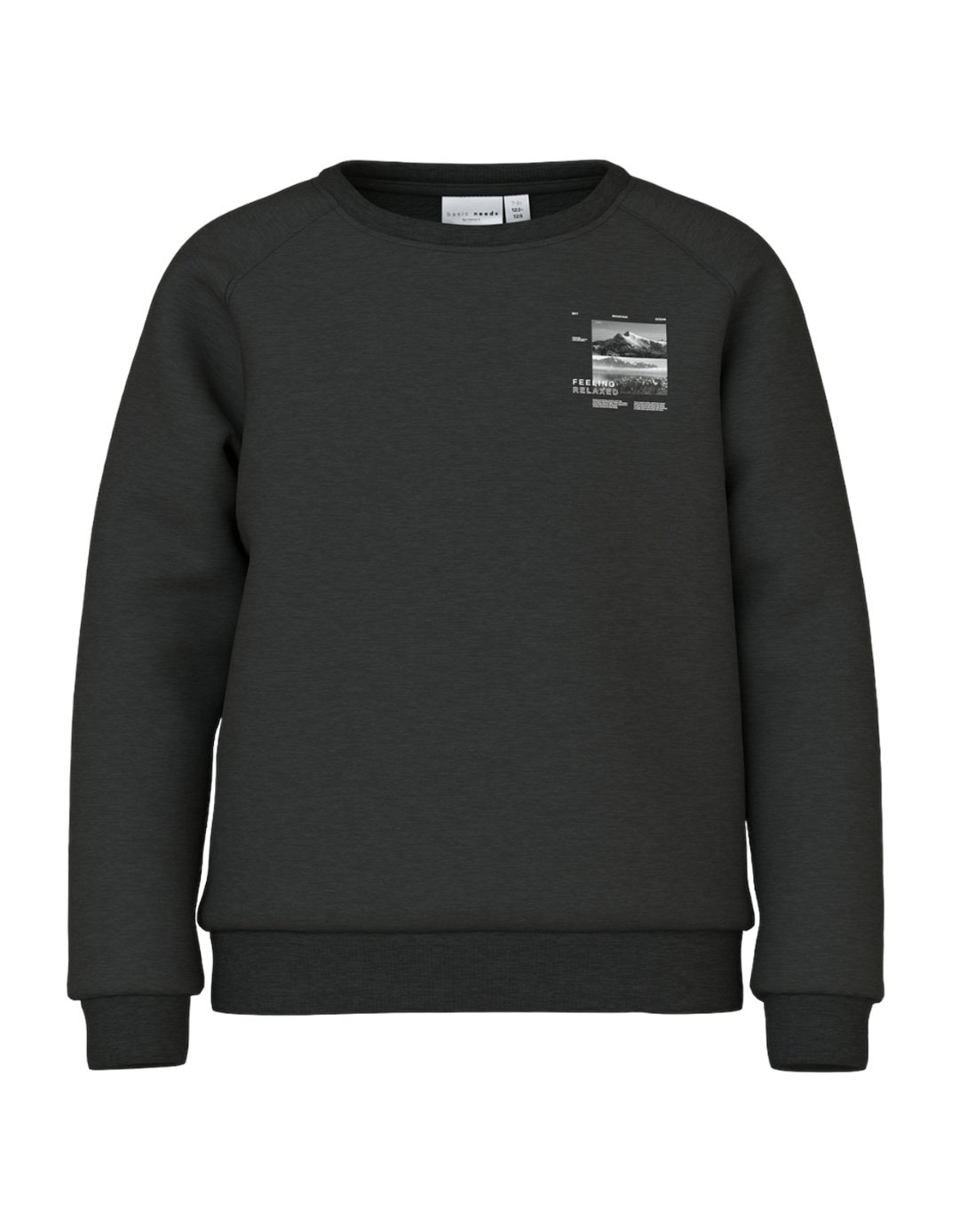 Παιδική μπλούζα φούτερ χωρίς χνούδι για αγόρι μαύρη, Regular Fit, 60% βαμβάκι-40% πολυεστέρας.