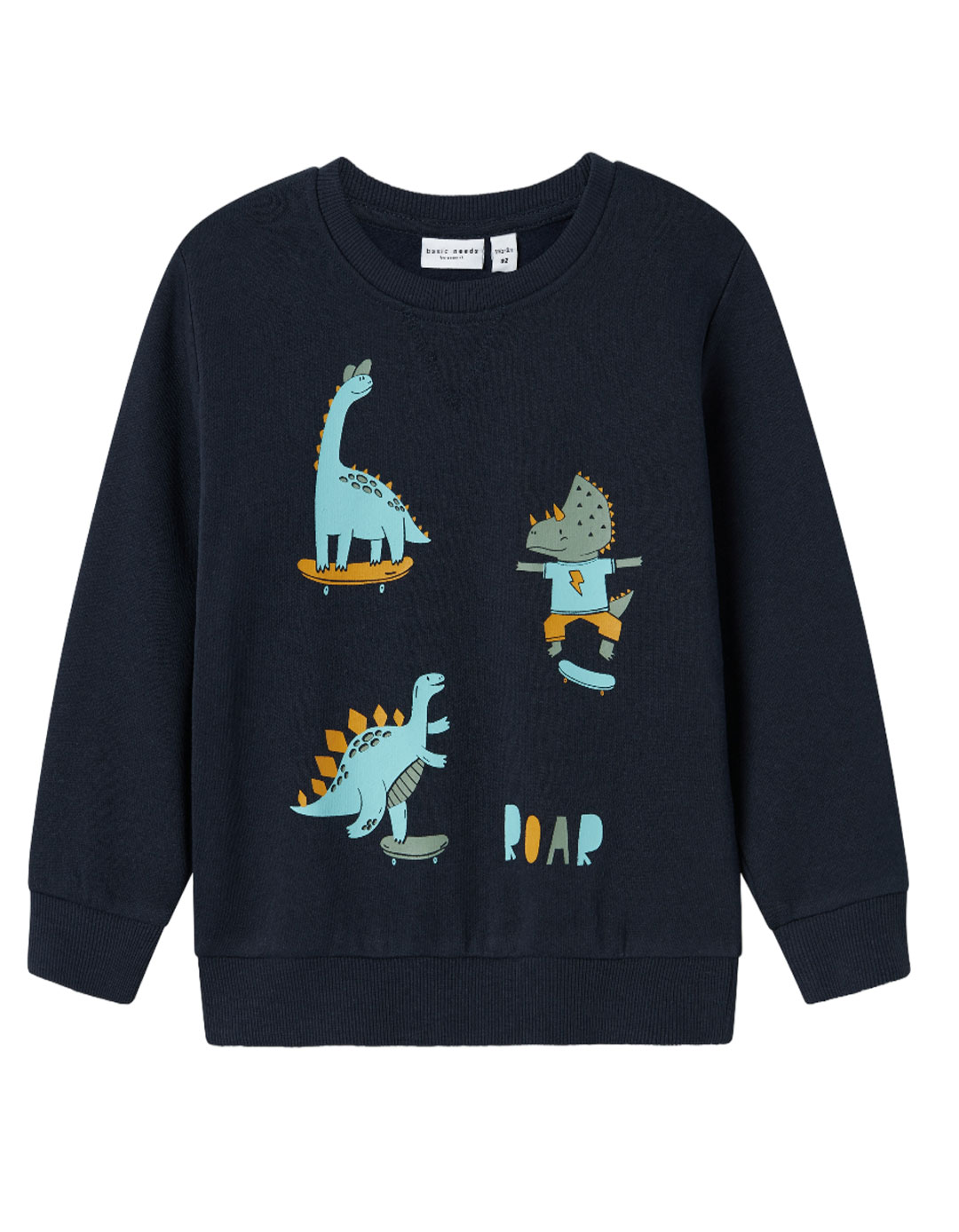 Παιδικό φούτερ με δεινόσαυρους για αγόρι, μπλε, Regular Fit, 60% βαμβάκι, 40% πολυεστέρας.