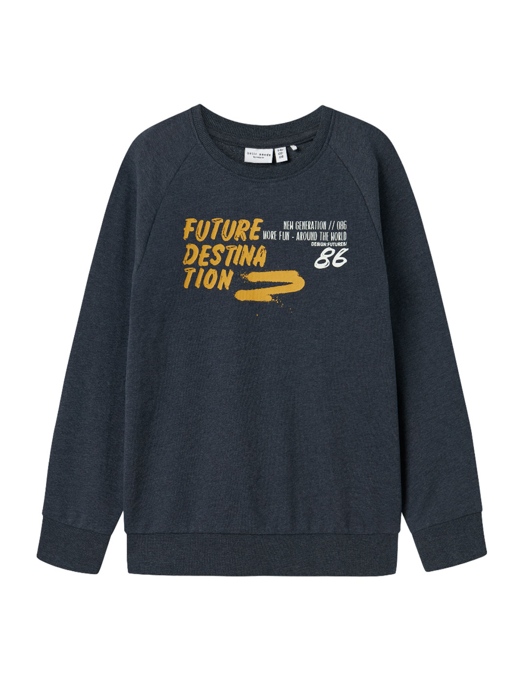 Παιδική μπλούζα φούτερ χωρίς χνούδι για αγόρι μπλε, Regular Fit, 60% βαμβάκι-40% πολυεστέρας.