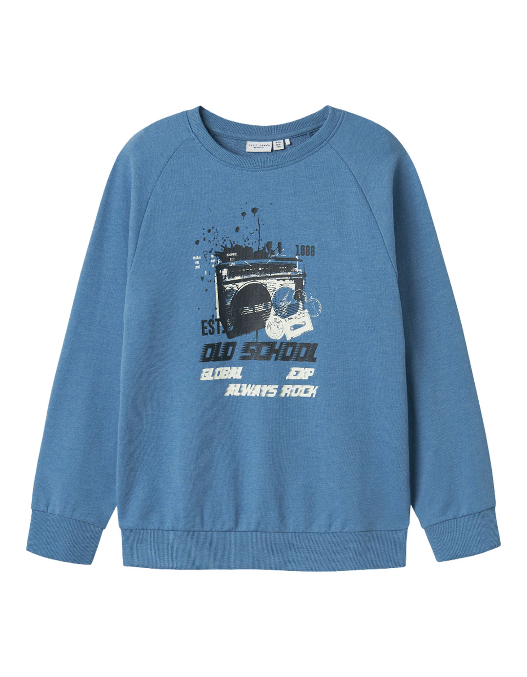 Παιδική μπλούζα φούτερ χωρίς χνούδι για αγόρι μπλε ραφ, Regular Fit, 60% βαμβάκι-40% πολυεστέρας.