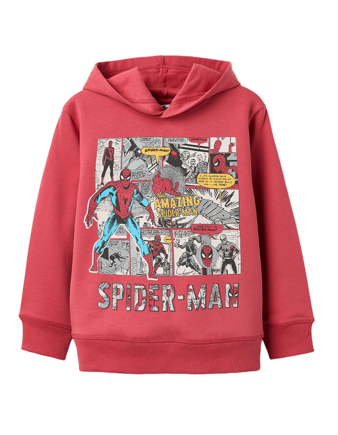 Παιδικό φούτερ με κουκούλα, για αγόρια, Spider Man, κόκκινο, Slim Fit, 100% βαμβάκι.