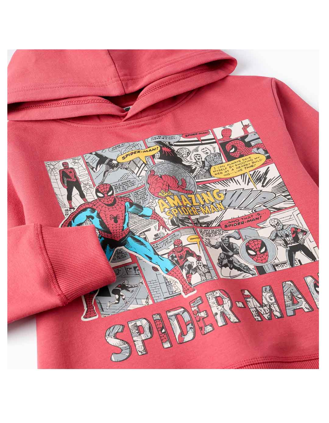 Παιδικό φούτερ με κουκούλα, για αγόρια, Spider Man, κόκκινο, Slim Fit, 100% βαμβάκι.