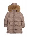 Μπουφάν κορίτσι Funky Kids μπεζ με μοτίβο και κουκούλα με γούνα