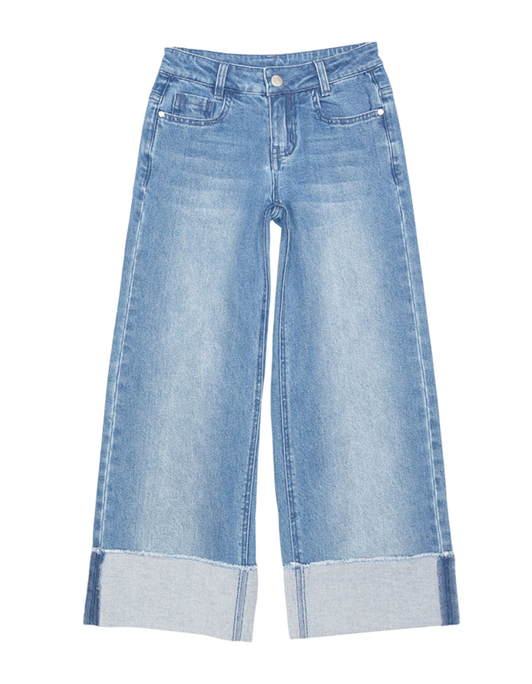 Wide-Leg Τζιν Παντελόνι για Κορίτσι (6-16 Ετών) με Γυρισμένα Ρεβέρ.