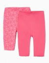  Πακέτο δυο κολάν κάπρι  για κορίτσι, Ροζ, Slim Fit, 100% βαμβάκι.