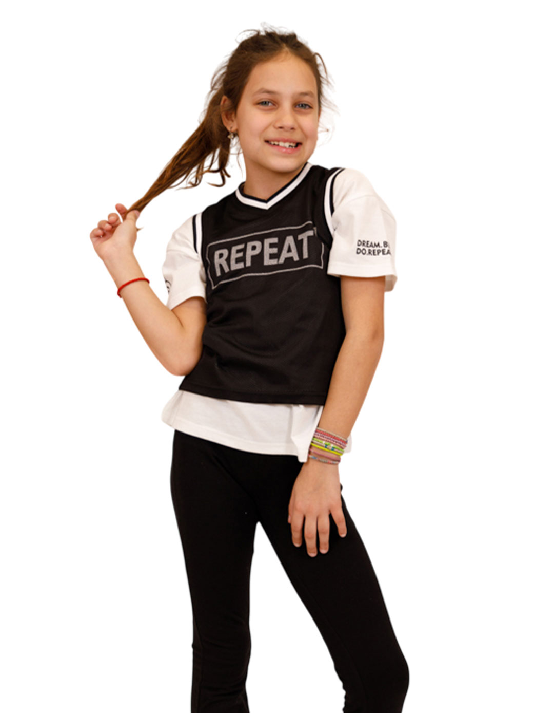 σετ κοριτσι αθλητικο repeat 3 τεμαχια μαυρο λευκο