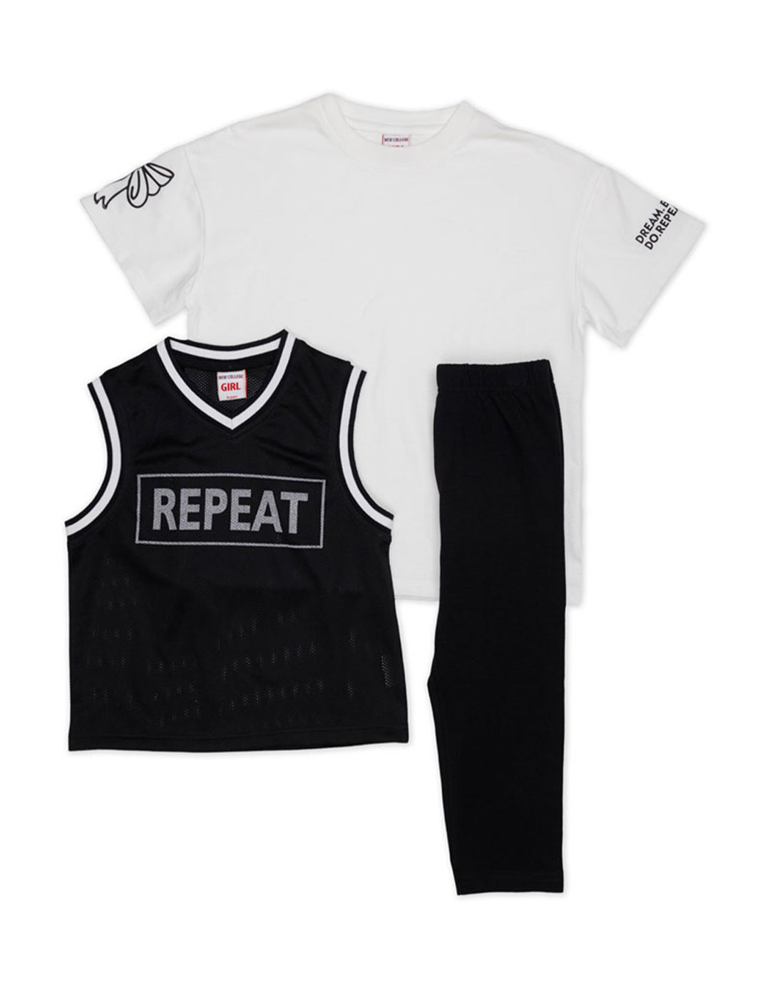 σετ κοριτσι αθλητικο repeat 3 τεμαχια μαυρο λευκο