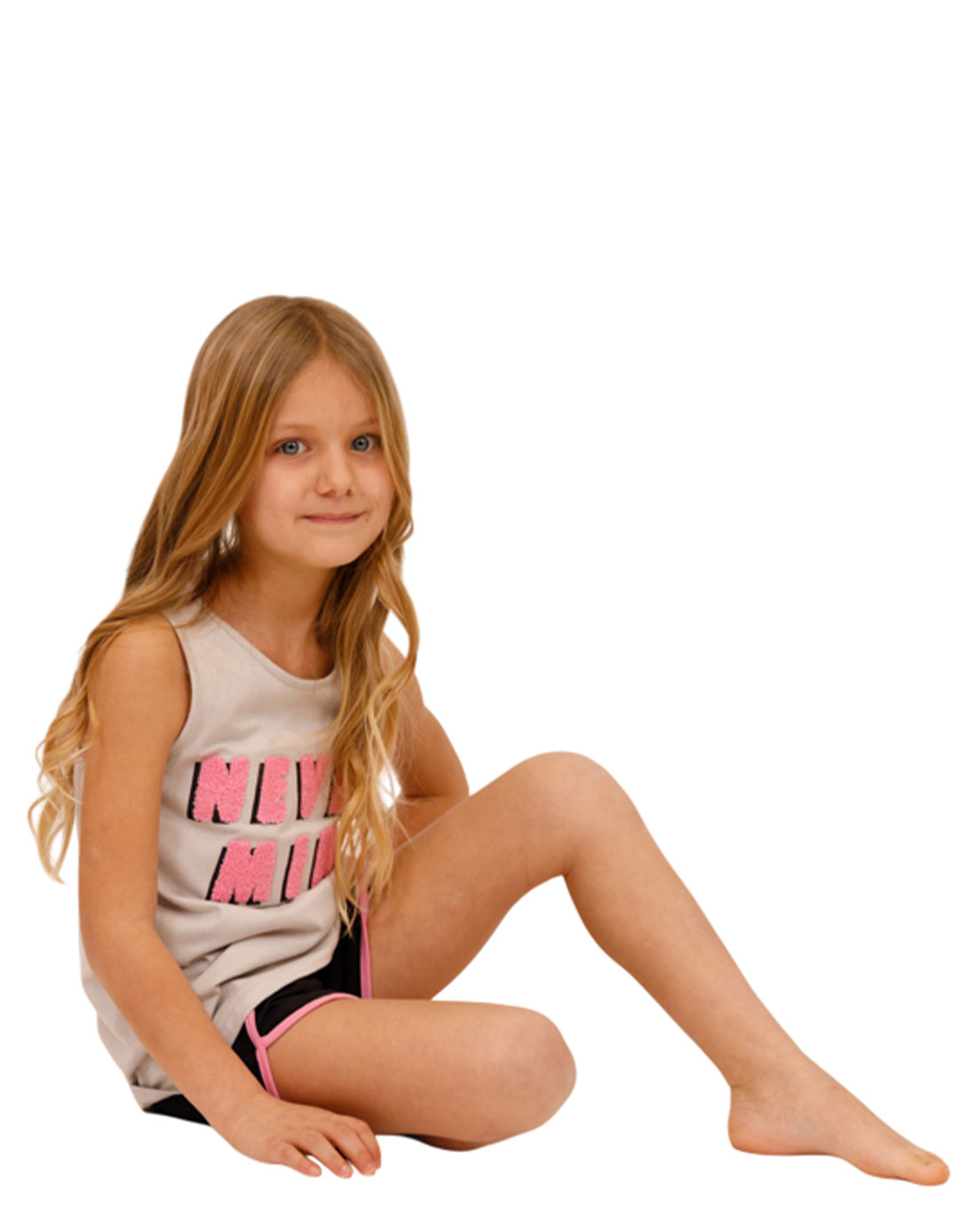 κοριτσίστικο σετ never mind γκρι ροζ με σορτς