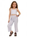 Παιδικό Σετ για Κορίτσι Καρό Σιελ-Λευκό – Τοπ & Παντελόνα.Regular Fit.