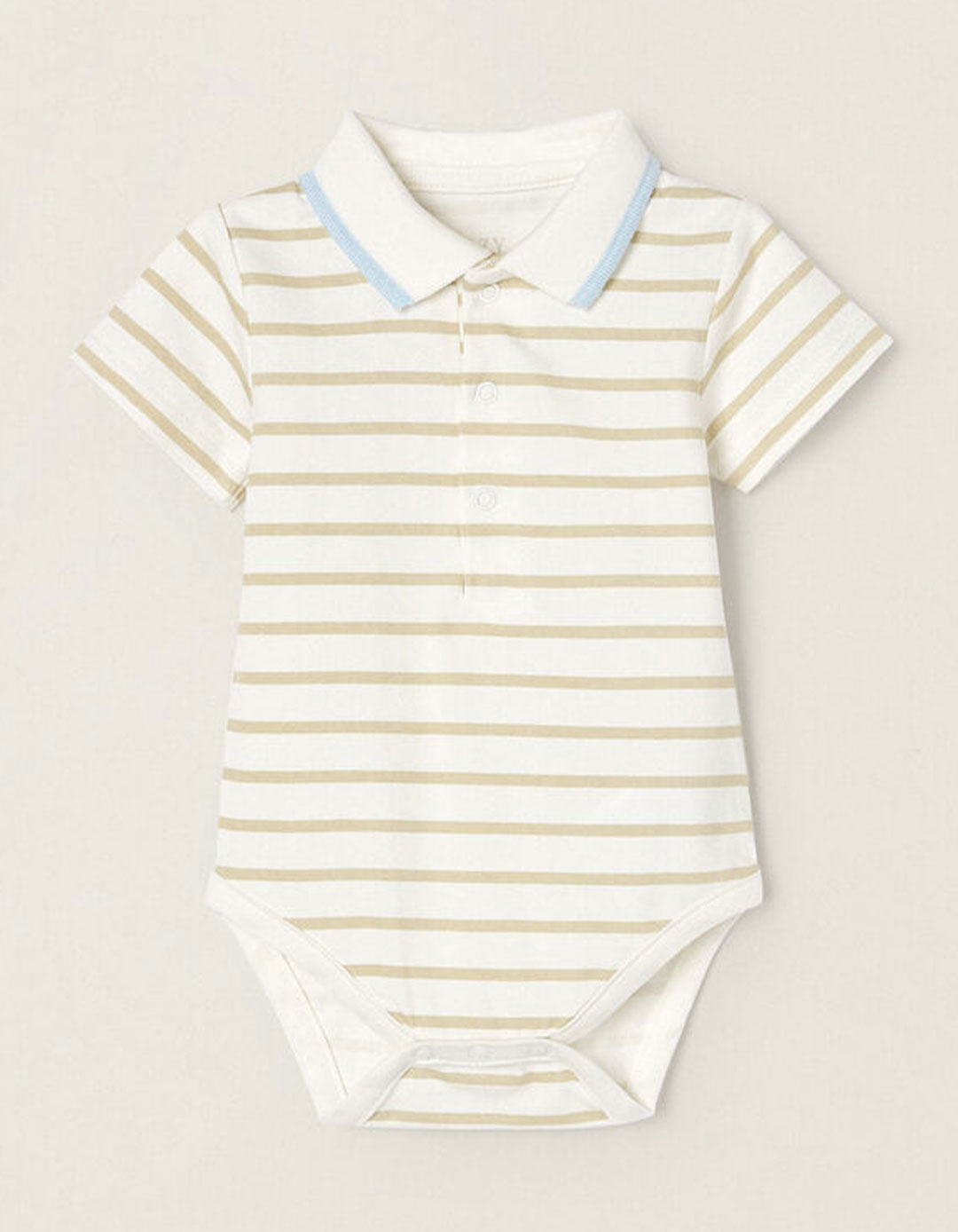 Λευκό κοντομάνικο κορμάκι για νεογέννητο αγόρι, Slim Fit, 100% βαμβάκι.