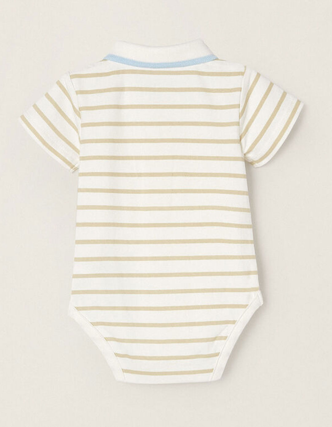 Βρεφικό κορμάκι αγοριού με ριγέ σχέδιο και κουμπάκια Βρεφικό κορμάκι για αγόρι με ρίγες και γιακά, 100% βαμβάκι