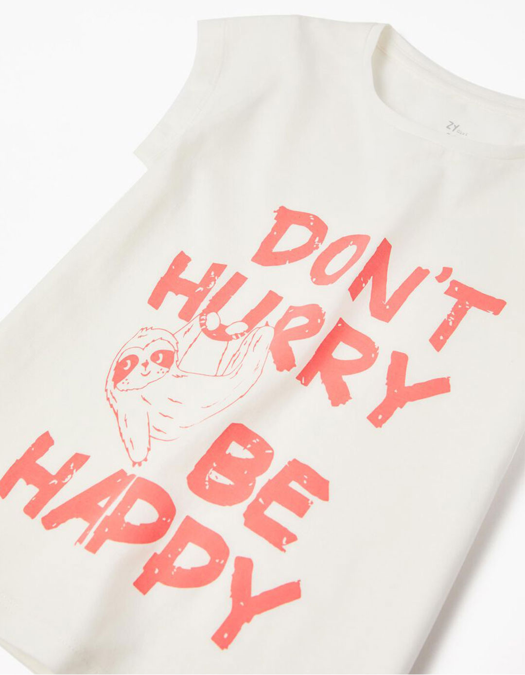 Λευκό κοντομάνικο μπλουζάκι για κορίτσια zippy, Slim Fit, 100% βαμβάκι.