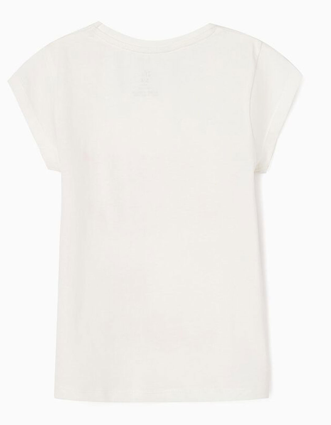 Λευκό κοντομάνικο μπλουζάκι για κορίτσια zippy, Slim Fit, 100% βαμβάκι.