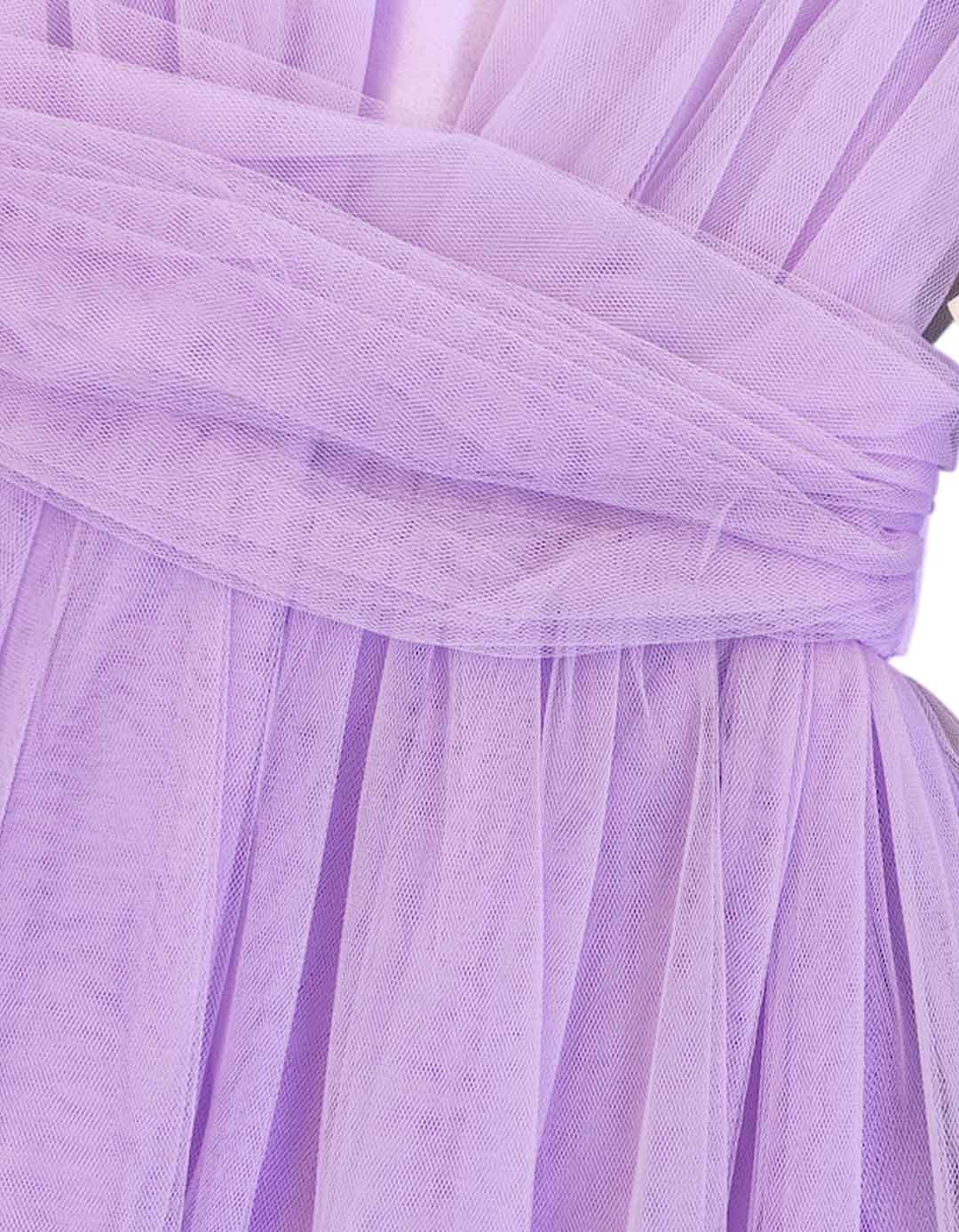 Παιδικό Φόρεμα Λιλά με Τούλι και Ασορτί Αξεσουάρ Μαλλιών,30%COTTON70%POL.Regular Fit.