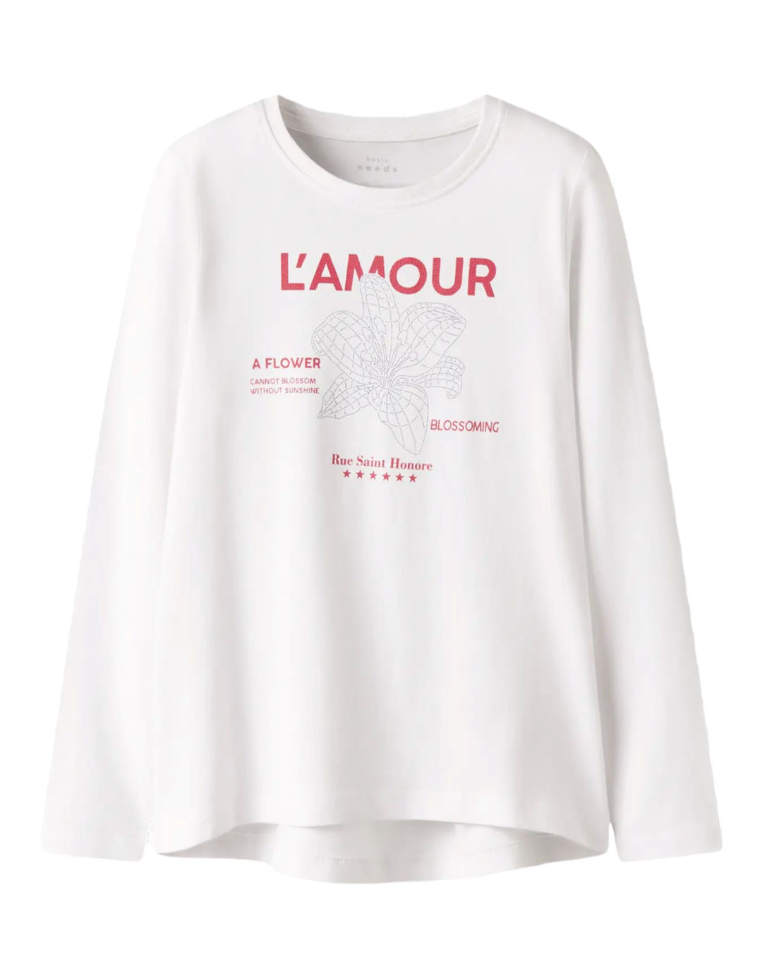 Μακρυμάνικη Λευκή Μπλούζα L'Amour για Κορίτσι