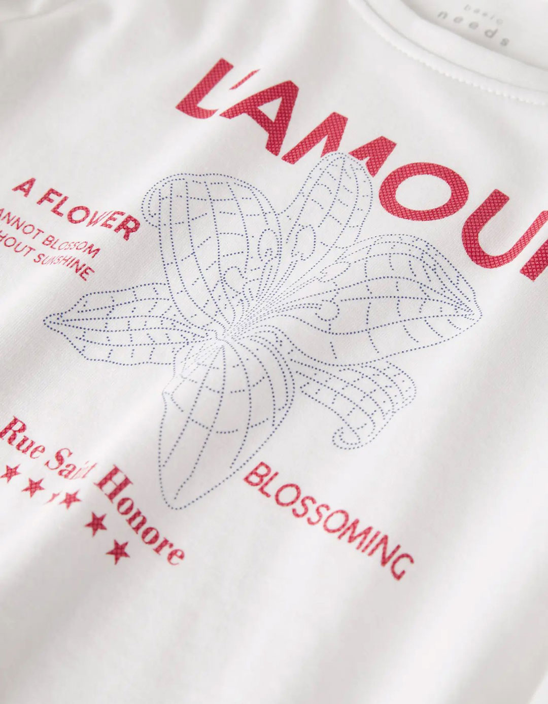 Μακρυμάνικη λευκή μπλούζα L'Amour για κορίτσι με τύπωμα λουλούδι