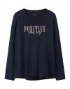 Μακρυμάνικη παιδική μπλούζα navy για κορίτσι με τύπωμα Positive Vibes