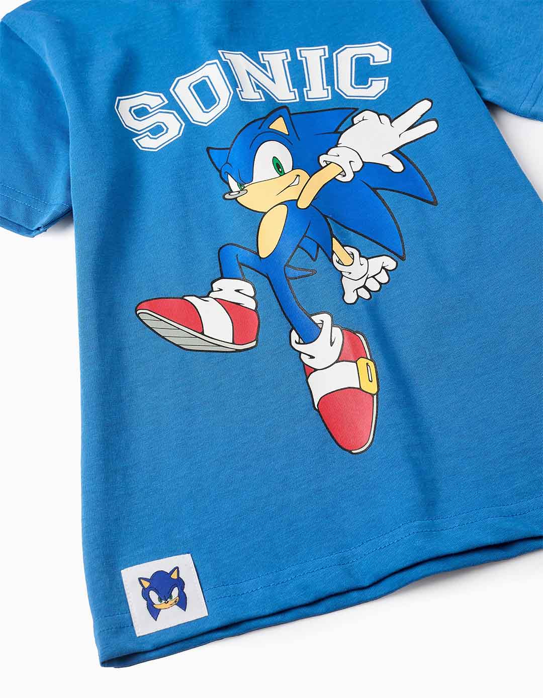 Παιδικό Μπλουζάκι Sonic Zippy 100% Βαμβάκι Μπλε  ανοιχτό–Slim Fit.