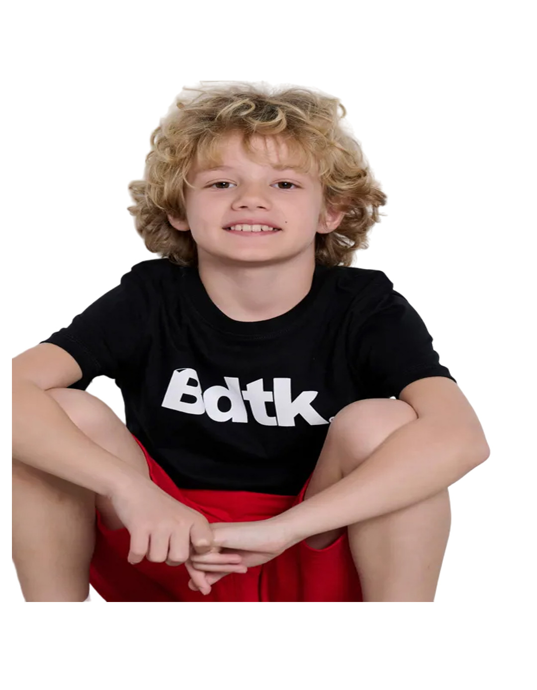 Παιδική κοντομάνικη μπλούζα Bdtk για αγόρι, μαύρη, Regular Fit, 1000% βαμβάκι.