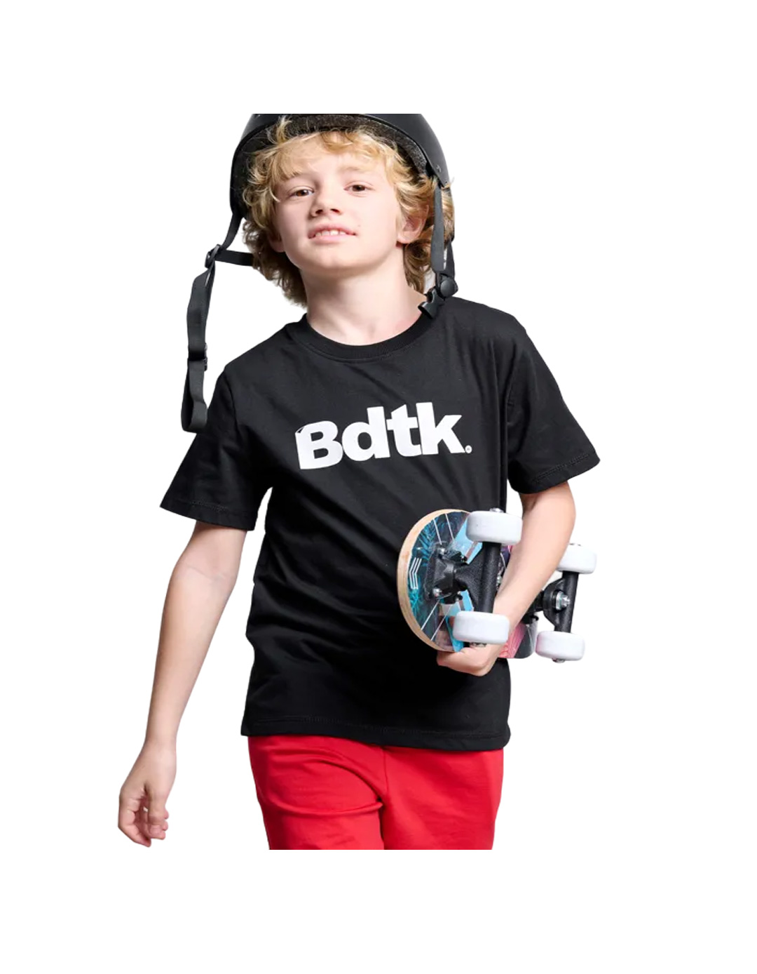 Παιδική κοντομάνικη μπλούζα Bdtk για αγόρι, μαύρη, Regular Fit, 1000% βαμβάκι.