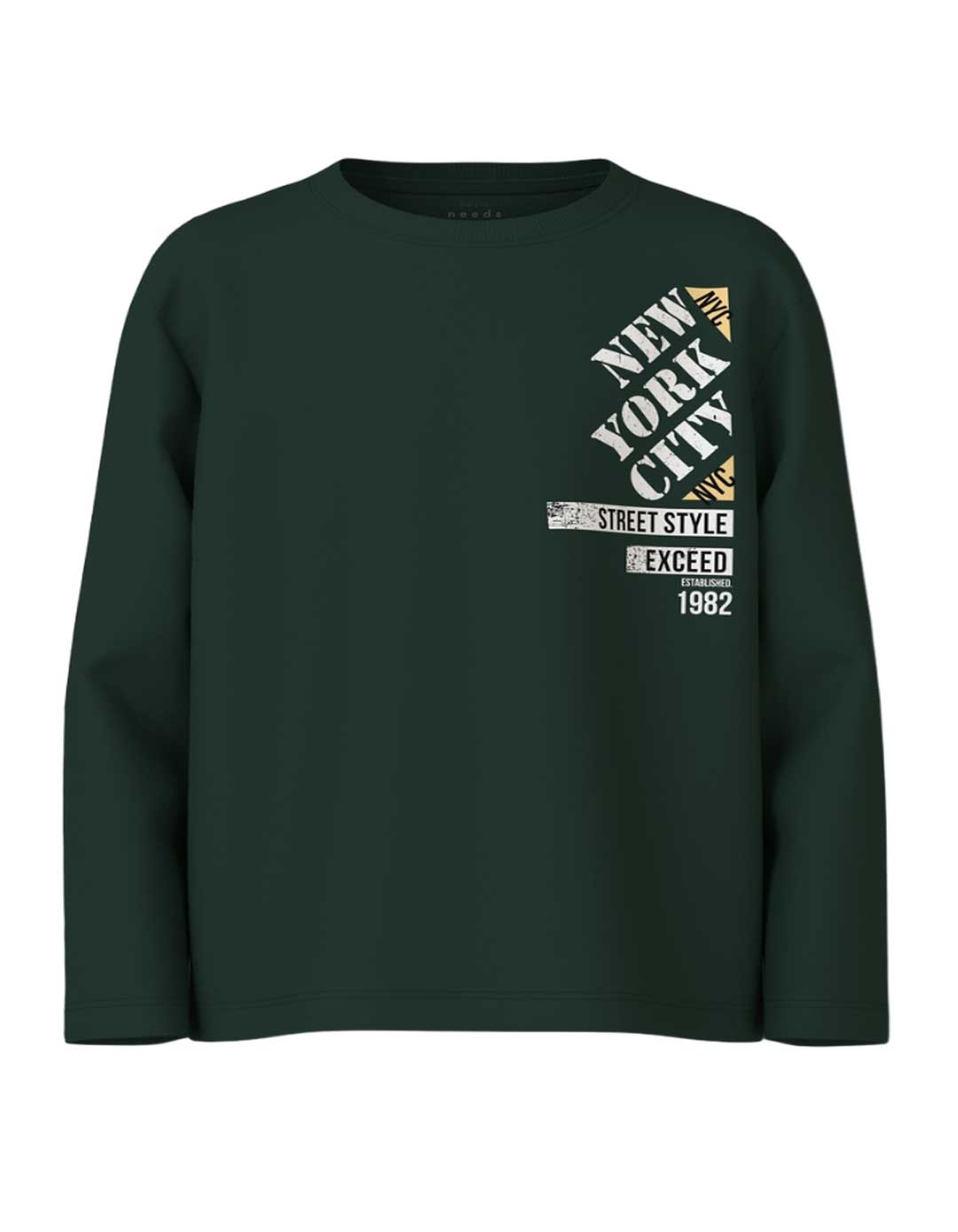 Παιδικό μακρυμάνικο μπλουζάκι για αγόρι, κυπαρισσί, Loose Fit, 100% βαμβάκι. Παιδικό μακρυμάνικο μπλουζάκι για αγόρι, κυπαρισσί, Loose Fit, 100% βαμβάκι.