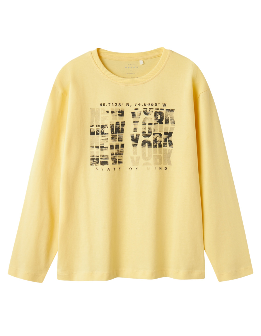 Παιδικό μακρυμάνικό μπλουζάκι για αγόρι, κίτρινο, Loose Fit, 100% βαμβάκι.