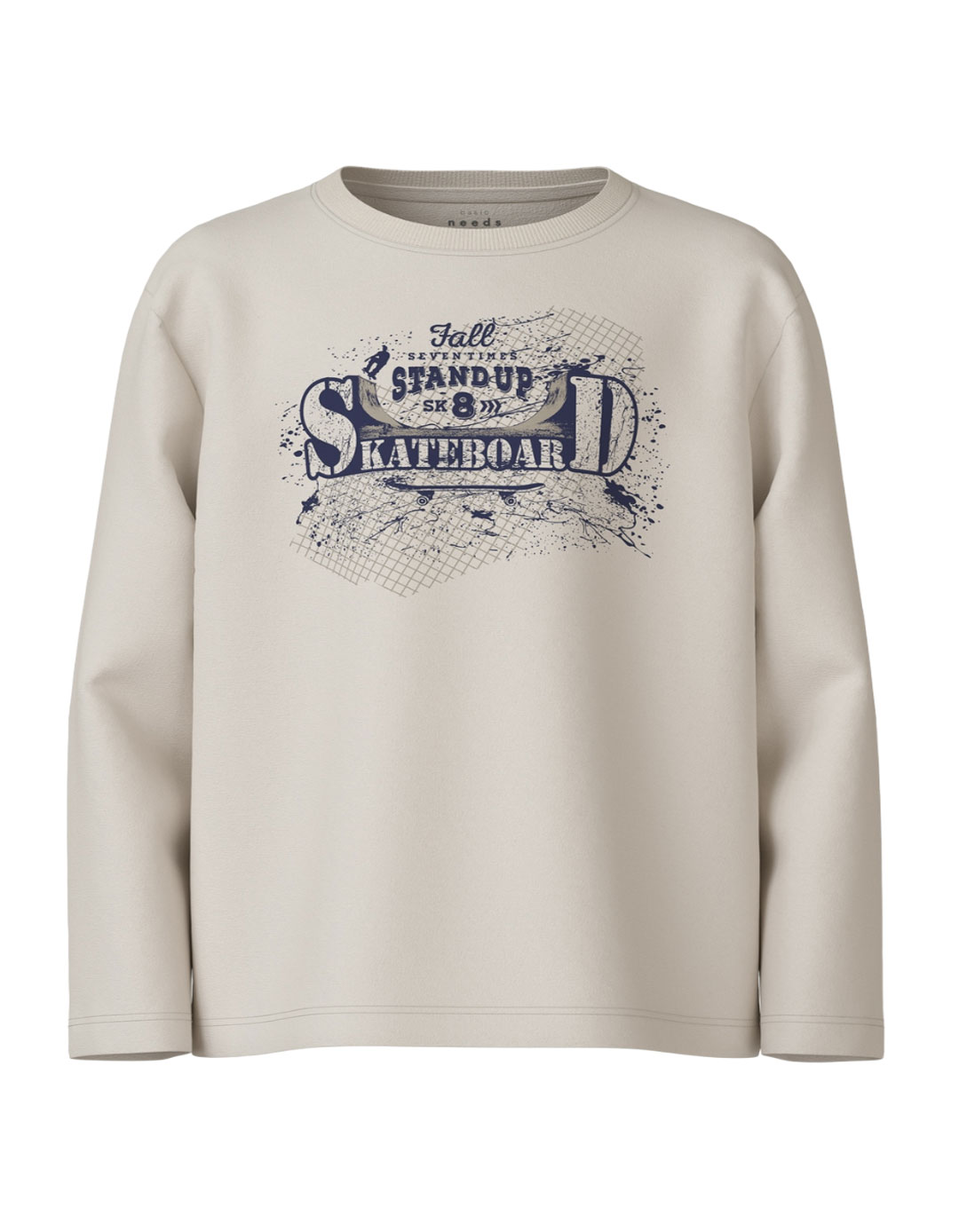 Παιδικό μακρυμάνικo μπλουζάκι για αγόρι, λευκό, Loose Fit, 100% βαμβάκι.