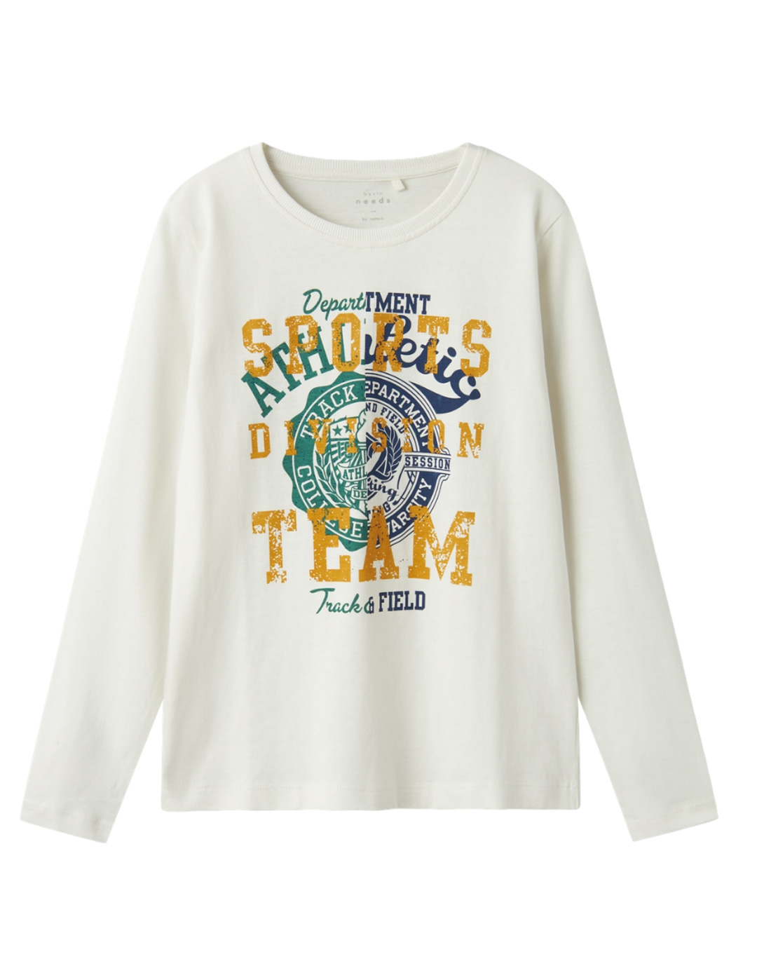 Παιδικό μακρυμάνικό μπλουζάκι για αγόρι, λευκό, Regular Fit, 100% βαμβάκι.