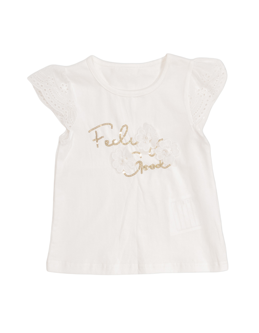 Παιδική μπλούζα κοντομάνικη για κορίτσι, λευκή, Regular Fit, 95% cott, 5%sp. Παιδική μπλούζα κοντομάνικη για κορίτσι, λευκή, Regular Fit, 95% cott, 5%sp.