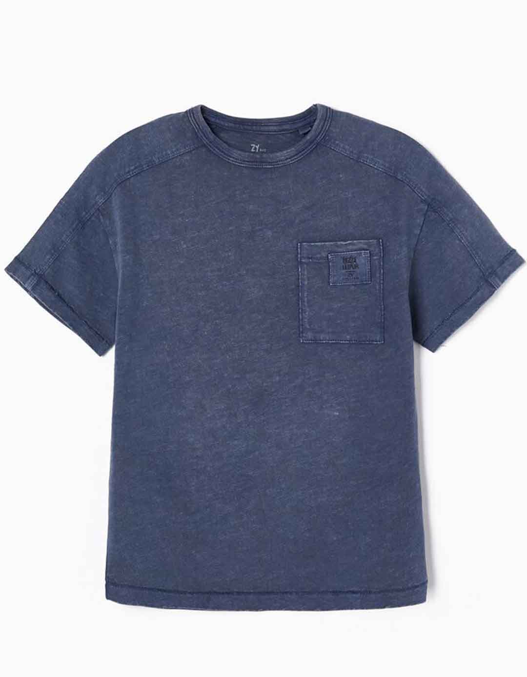 Μπλε κοντομάνικο μπλουζάκι για αγόρια, Slim Fit, 100% βαμβάκι.  Μπλε κοντομάνικο μπλουζάκι για αγόρια, Slim Fit, 100% βαμβάκι.