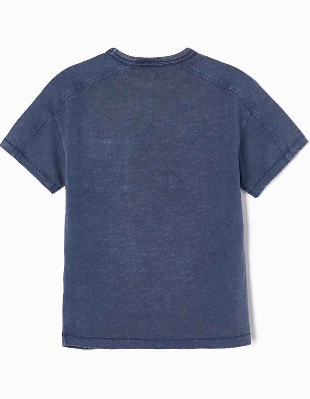 Μπλε κοντομάνικο μπλουζάκι για αγόρια, Slim Fit, 100% βαμβάκι.  Μπλε κοντομάνικο μπλουζάκι για αγόρια, Slim Fit, 100% βαμβάκι.