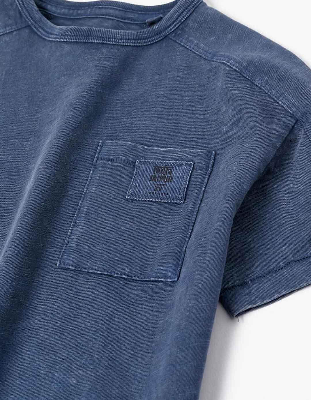  Μπλε κοντομάνικο μπλουζάκι για αγόρια, Slim Fit, 100% βαμβάκι.