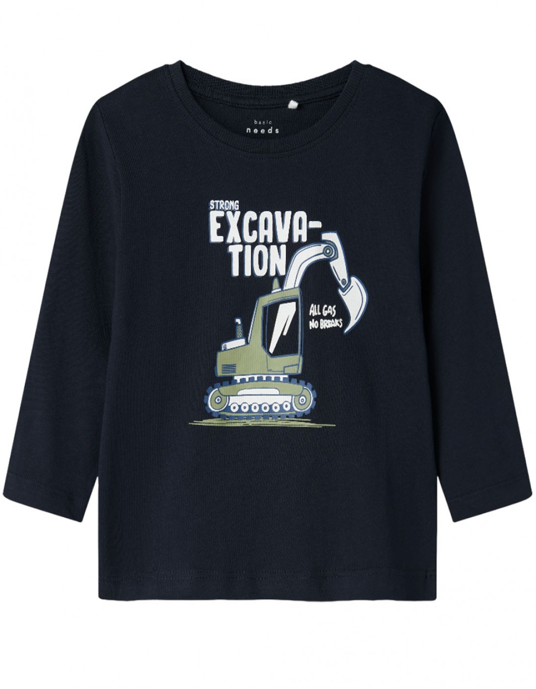 Παιδική Μακρυμάνικη Μπλούζα Name it Μπλε με Σχέδιο Εκσκαφέα (2-8 Ετών) Regular Fit, 100% βαμβάκι.
