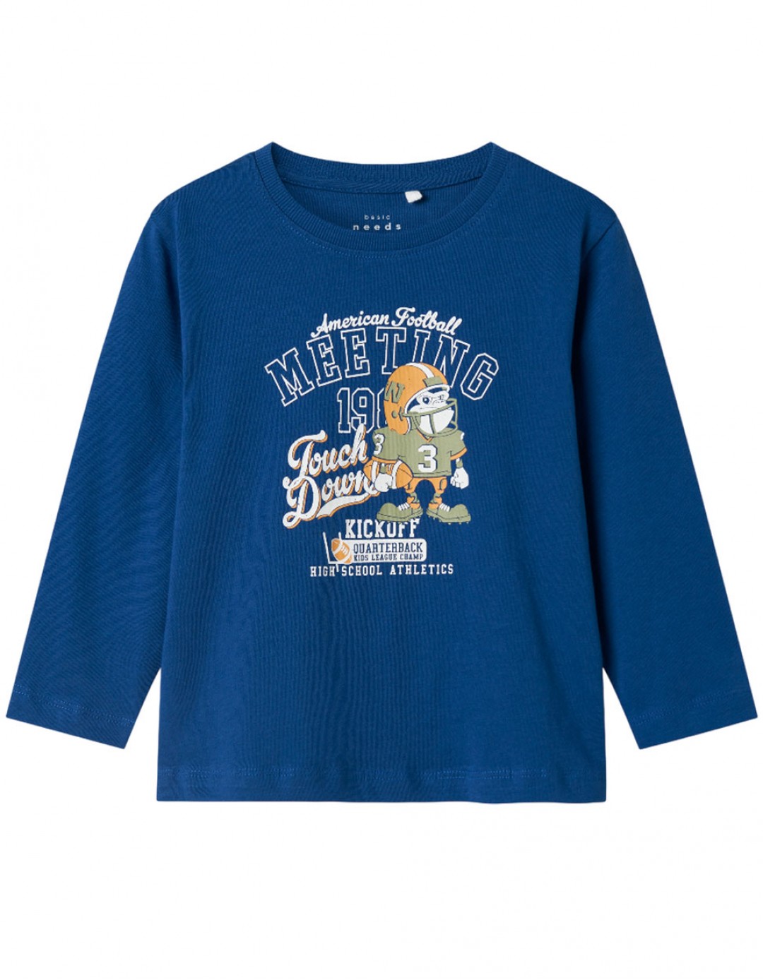 Παιδικό μακρυμάνικό μπλουζάκι για αγόρι, μπλε ρουά, Regular Fit, 100% βαμβάκι.